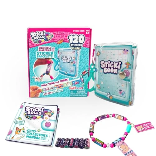 Offerta a tempo: Sky Castle STICKI ROLLS Sticki Book, braccialetto adesivo indossabile e condivisibile, 120 mini adesivi, braccialetto e libro Sticki, colori e stili assortiti, la confezione può variare - 0.00% da 20.57 € a 20.57 €