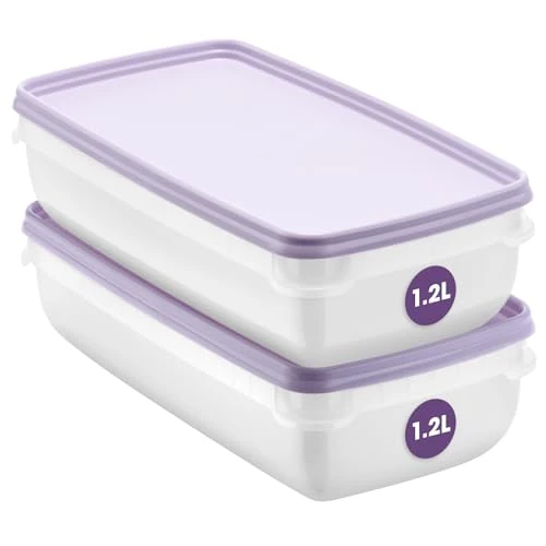 SmartStore Frischhaltedosen mit Deckel und Kühlschrank Organizer 1.2L 2er Set | Geeignet für Kühlschrank und Gefrierschrank | BPA freie meal prep boxen