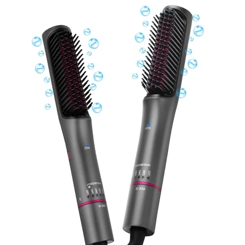 Offerta a tempo: Aigostar Spazzola Piastra Ionica per Capelli e Barba, con 5 Temperature Regolabili, Luce Infrarossa, Riscaldamento Rapido fino a 210°C, Protezione Anti-Scotature, per Modellare Barba e Capelli-Tessa — 49% da 39,99 € a 20,35 €