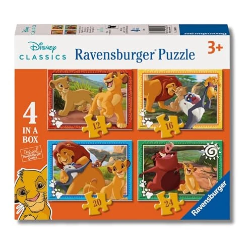 Offerta a tempo: Ravensburger - Puzzles Il Re Leone 4 Pack | Puzzle Bambini 3 Anni In Su | Regalo Bimba — 23% da 9,88 € a 7,64 €