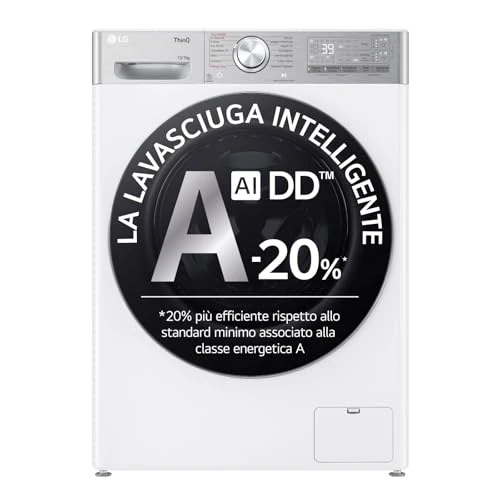 Offre limitée : LG AI DD D4R9513TPWC Lave-Linge Sèche-Linge 13/7 kg Série R9 Classe D Lave-linge Sèche-linge 1400 tr/min TurboWash 360 Vapeur Steam+ et Anti-rides, Auto-dosage, Wi-Fi, Blanc de 1005.70 € à 1005.70 € (0.00% de remise)