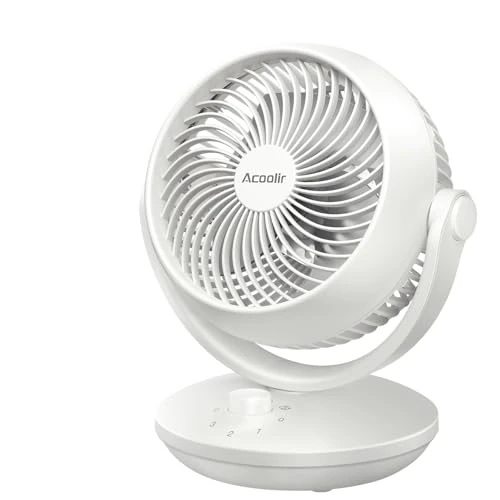 Offerta a tempo: Acoolir Ventilatore da Tavolo, Ventilatore Silenzioso 24 dB, Doppia Oscillazione 70° Orizzontale e 100° Verticale, 3 Velocità, Ventilatore Portatile per Camera Soggiorno Ufficio, Bianco Grigio - 0.00% da 69.99 € a 69.99 €