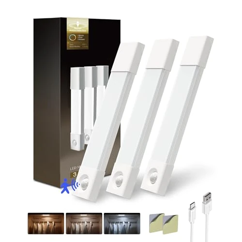 Tijdelijke aanbieding: EZVALO Onderkastlamp keuken LED 20CM, 30 LED kastlamp Draadloos met bewegingsmelder, kastlamp met 3 kleurtemperaturen Dimbaar Oplaadbaar voor keuken, kast, trap (3 stuks) van 31.25 EUR naar 15.00 EUR (korting 52%)