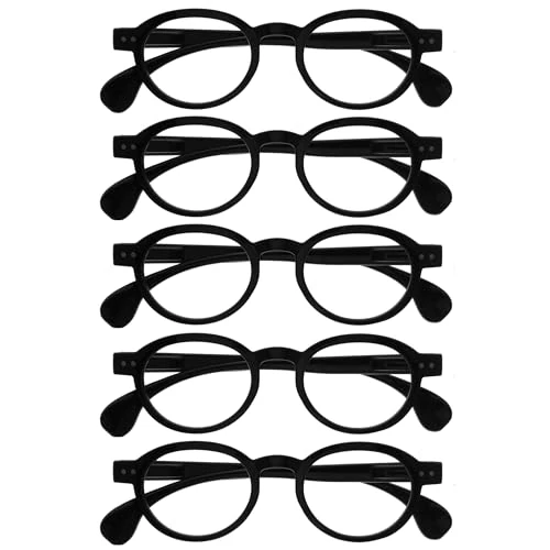 Offerta a tempo: OPULIZE OCA Occhiali da lettura - Pacco da 5 - Montatura Moderna Retró Rotonda - Nero - Uomini Donne - Cerniere a molla - RRRRR54-1 - +3.50 - 0.00% da 18.00 € a 18.00 €