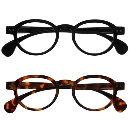 Begrenztes Angebot: OPULIZE OCA Lesebrille - 2er-Pack - Moderne Runde Retro-Fassung - Schwarz Braun - Herren Damen - Federscharniere - RR54-12 - +1.00 von 11.00 EUR auf 11.00 EUR (Rabatt 0%)