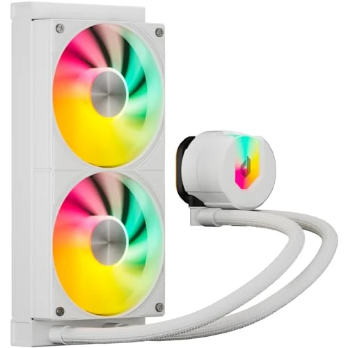 upHere gaming U240TC Enfriador líquido PC ARGB, Disipador líquido 240 mm, Disipador CPU con ventiladores PWM ARGB 2x120 mm Serie U3, Intel LGA: 2011/2066 (placa madre X79/X99) &AMD: AM5/AM4 – Blanco