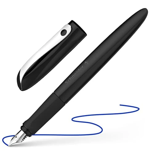 Offerta a tempo: Schneider Wavy 162111 - Penna stilografica per destrimani e mancini, con molla per principianti, colore: Nero - 0.00% da 10.91 € a 10.91 €