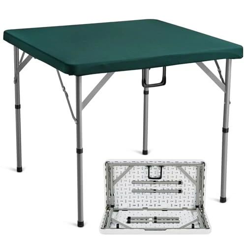 Oferta limitowana: VEVOR Mahjong Stół składany na pół dla 4 graczy z odpornym na zużycie zielonym blatem, przenośny, podwójnie składany, kwadratowy stół domino z uchwytem do noszenia, na kemping, piknik, imprezę, 86 x z 350.00 zł na 350.00 zł (oszczędź 0.
