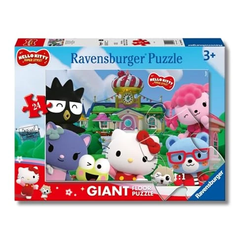 Ravensburger Kinderpuzzle 12004076 - Spaß in Cherry Town - Bodenpuzzle mit 24 großen Puzzleteilen, für Hello Kitty-Fans ab 3 Jahren