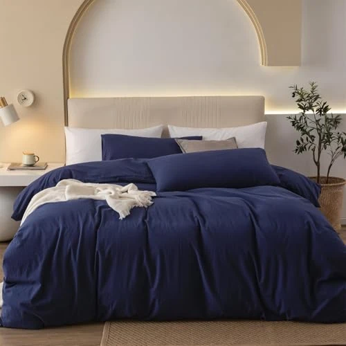 Zeitlich begrenztes Angebot: Gezu Bettwäsche 200cmx200cm Baumwolle Marineblau Blau 3 Teilig Baumwolle Doppelbett Uni Bettwäsche Set Weiche ÖkoTex Zertifiziert für Allergiker und Kissenbezüge 80x80cm mit Reissverschluss von 36.98 € auf 20.48 € (45% Rabatt)