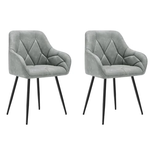 Oferta limitada: WOLTU 2X Sillas de Comedor, Sillas de Cocina con Apoyobrazos, Respaldo Comodo, con Patas Metálicas, para Salon Dormitorio y Oficina, PU Vintage,Gris，EZS03gr-2 de 132.99 EUR a 132.99 EUR (ahorro 0%)