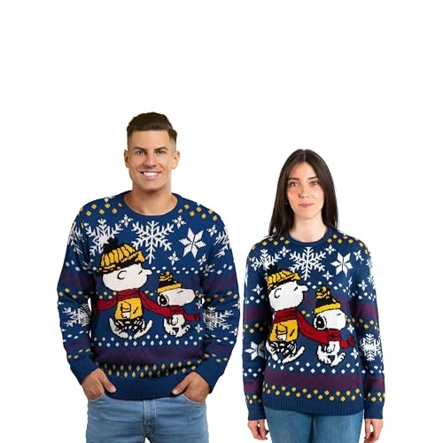 Limitiertes Angebot: United Labels Snoopy Weihnachtspullover Unisex, Blau, S, Winter Strickpullover, Pullover für Herren und Damen von 29.95 EUR auf 19.95 EUR (Spare 33%)