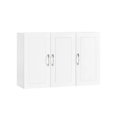 Offerta a tempo: SoBuy Pensile Bagno Bianco - Mobile Bagno Sospeso con Ripiani Regolabili - Mobiletto Salvaspazio per Cucina e Lavanderia - Armadietto Bagno a Parete Moderno, 90x30x60 cm, FRG231-L-W - 0% da 79.90 € a 79.90 €