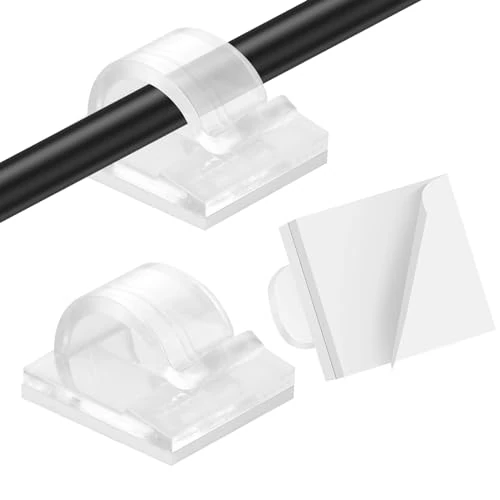 AiQInu 80 Stück Kabelhalter Transparent, Indoor Kabel Organizer Kabelclips Selbstklebend, Outdoor Kabelklemmen Selbstklebend Cable Holder für Kabelbefestigung Lichterkette