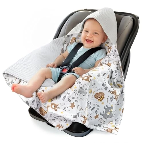 Offre limitée : Medi Partners nid d'ange Bebe été Couverture enveloppante Bébé Siege Auto 85x85cm Couvertures Bebe nid d'ange Une Douce Oeko-Tex Moelleuse pour landaus (Cerf avec Gaufre Gris) de 25.99 € à 25.99 € (0.00% de remise)