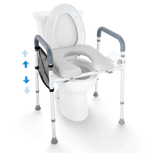 Limitiertes Angebot: VEVOR Toilettensitzerhöhung Erhöhter Toilettens, 7-fach Höhenverstellbar 655-805 Mm, Tragkraft 158 ​​kg, mit Gepolstertem Aluminiumrahmen, Universelle Toilettensitzerhöhung, für Behinderte, Schwangere von 54.99 EUR auf 46.74 EUR (Spare 15%)