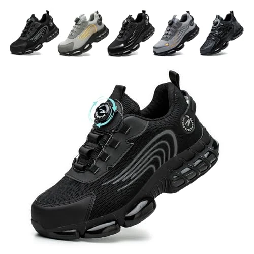 Scarpe Antinfortunistiche Uomo Donna Scarpe da Lavoro Traspiranti Leggere Comode con Punta in Acciaio Black 43 EU