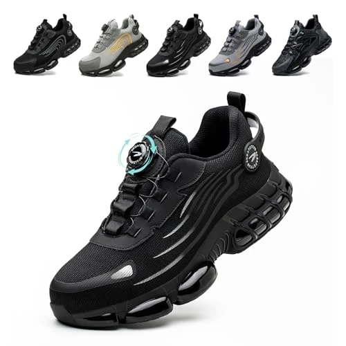 Oferta limitada: Zapatos de Seguridad para Hombre Mujer Zapatillas Calzado Trabajo Ligeros Comodo Antideslizante con Puntera de Acero Black 43 EU de 40.99 € a 34.58 € (ahorro 16%)