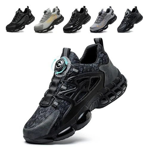 Oferta limitada: Zapatos de Seguridad para Hombre Mujer Zapatillas Calzado Trabajo Ligeros Comodo Antideslizante con Puntera de Acero Black 41 EU de 37.26 € a 35.99 € (ahorro 3%)