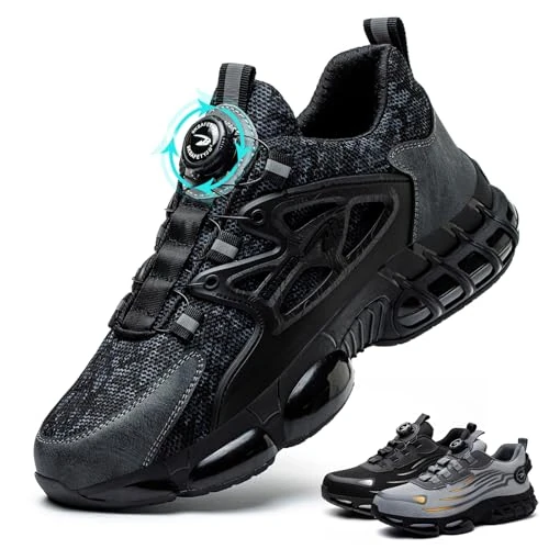 Offerta a tempo: Scarpe Antinfortunistiche Uomo Donna Scarpe da Lavoro Traspiranti Leggere Comode con Punta in Acciaio Black 46 EU - 5% da 36.99 € a 35.14 €