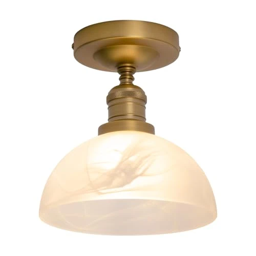 Offerta a tempo: JIMUBEAM Plafoniera vintage semi da incasso con paralume in vetro bianco latte, stile industriale retrò vicino alla plafoniera per corridoio, portico, cucina, camera da letto, hotel, scale - 32% da 59.99 € a 40.99 €