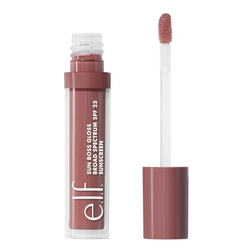 e.l.f. Sun Boss Gloss SPF 25, lip gloss pigmentato per un finish super lucido, formula idratante e ammorbidente, prodotto vegano e non testato sugli animali, It’s Your Mauve