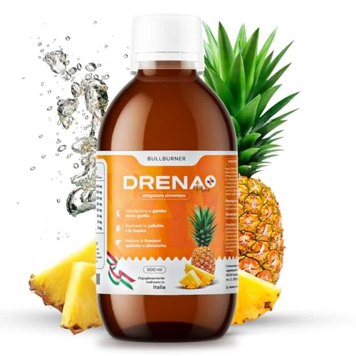 Drenante Forte Dimagrante Donna Brucia Grassi Potenti Veloci Anticellulite Gambe Detox Depurativo Fegato e Intestino Pancia Piatta e Peso Forma Gusto Ananas 500 ml Made in Italy Bull Burner
