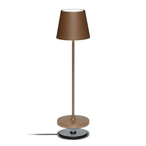 LA VILLE LUMIÈRE SuzieV Lampada LED da Tavolo Ricaricabile e Dimmerabile, Abat-Jour Wireless, Alluminio, Uso Interno/Esterno, 48h Autonomia, 3 Temperature di Luce, LVL (Mineral Corten)