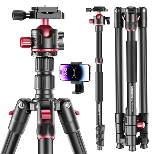 Offerta a tempo: CAMBOFOTO Treppiede Fotocamera 200cm, Testa a Sfera 360°, Treppiede Professionale in Alluminio e Monopiede con Borsa, (Peso 1,5 kg, Capacità di Carico 6,8 kg) - 0.00% da 29.99 € a 29.99 €