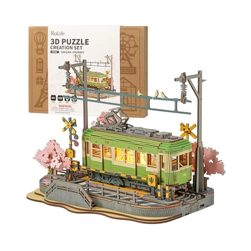 Offre limitee: Rolife 3D Puzzle Voyage de Sakura Puzzle en Bois pour Adultes à Construire Sakura Densya Modèles avec LED Animation Scène Décoration d'Intérieur Cadeaux d'Anniversaire pour Femme/Homme de 29.95 EUR a 23.96 EUR (economie 20%)