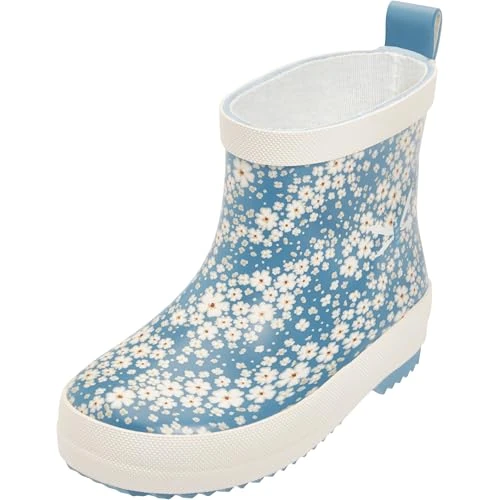 Playshoes Boy's Unisex Kids Regenstiefel Rain Boot, Petrol Blumen, 10 UK Child