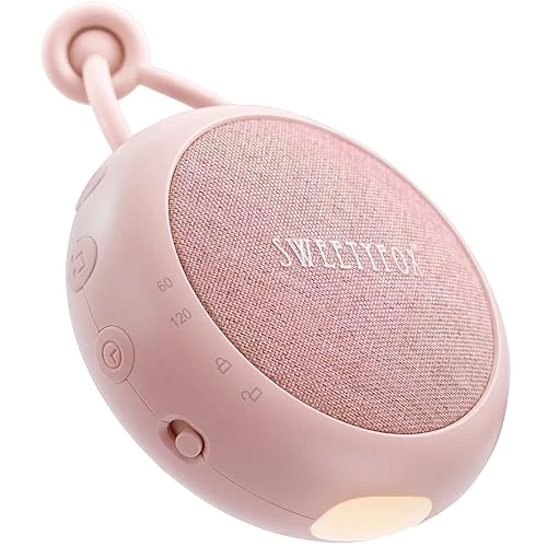 Sweety Fox Máquina Ruido Blanco Bebe - Rosa - Canción de Cuna Bebé, Luz Nocturna y Musica para Dormir, 15 Sonidos, Recargable por USB