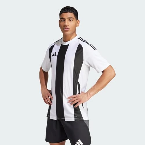 Offerta a tempo: adidas Uomo Striped 24 Jersey Shirt, White/Black, M - 25% da 30.00 € a 22.46 €