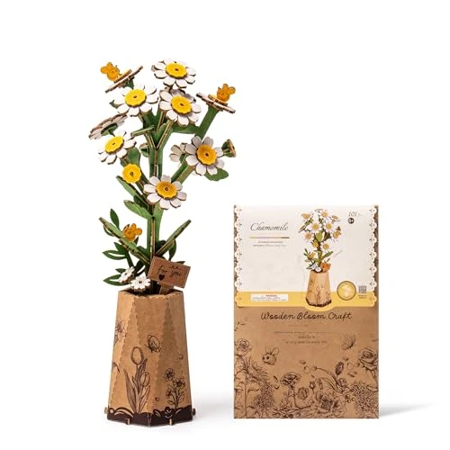 Limited offer: ROWOOD 3D DIY Wooden Flower Kit Model Artificial Flowers to Assemble for Adults (Chamomile) from 14.99 EUR to 11.89 EUR (save 21%)