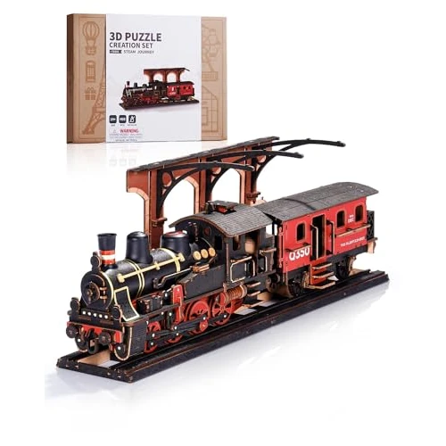 Oferta limitada: ROWOOD Puzzle 3D Madera Tren A Vapor, Maquetas para Construir De Modelo De Tren De Madera para Adultos, Set De Manualidades Vintage, Regalos De Cumpleaños Y Navidad DIY para Hombres Y Niños de 34.95 EUR a 27.96 EUR (ahorro 20%)
