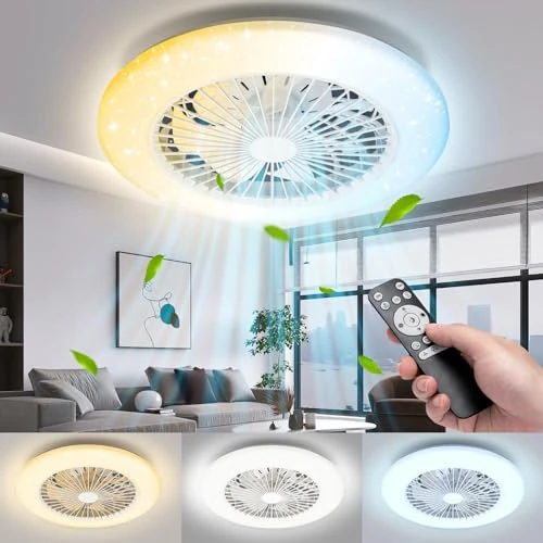 Offerta a tempo: Aigostar Ventilatore da Soffitto con Luce e Telecomando, Φ49*14cm, Motore DC, Luminosità e Colore Regolabili, Timer, Adatto per Cucina, Camera da Letto e Soggiorno - 33% da 97.99 € a 65.55 €