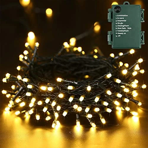 PhilzOps 200 LED Christmas Fairy Lights Battery, Warm White