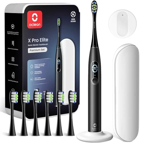 Offerta a tempo: Oclean Spazzolino elettrico X Series Pro Elite Gift Set, Super silenzioso, Smart Touch Screen, 4 Modalità, 32 Livelli di intensità, 35 Giorni di durata, IPX7, Confezione ecologica, Nero - 22% da 109.90 € a 85.97 €