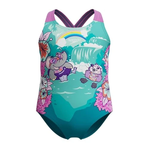 Tijdelijke aanbieding: Speedo Learn To Swim Printed Crossback Swimsuit | Chlorine Resistant | Recycled Fabric | Stretchy Fabric meisjes Badpak van 25.00 EUR naar 15.12 EUR (korting 40%)