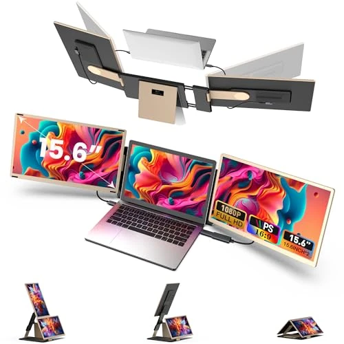 Offerta a tempo: Kwumsy Monitor Portatile Per Laptop 15.6 Pollici- 1080P FHD Triplo Schermo Per Portatile Per All Portatile, Schermo Esteso Rotabile, Plug & Play HDMI/USB-C/USB-A, per PC Portatile 13-17'' Windows/Mac - 0.00% da 309.00 € a 309.00 €