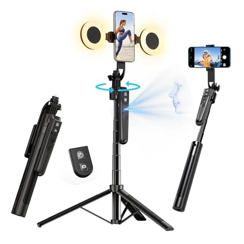 Limited-time offer: yAyusi Extendable Auto Face Tracking Tripod 360° Rotation with Light, No App, 70.9" Motion Sensor Phone Tripod Stand, Face Body Phone Camera Mount Gesture Control for Vlog/Live Stream/Video Recording from 47.99 GBP to 47.99 GBP (save 0%)