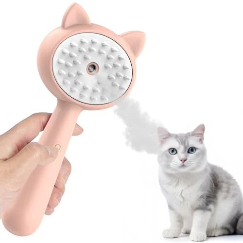Cepillo par Perros Gatos,Steamy Brush Autolimpiante Cepillos de Aseo para Mascotas para Pelo Largo y Corto para Eliminar los Enredos, la Capa Base Muerta y la Suciedad Hasta