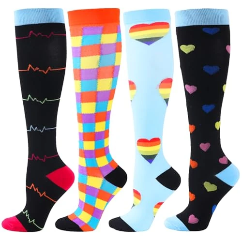Offerta a tempo: BISOUSOX Calzini da Donna Calze Compressione Graduata Donna Uomo 4Paia Corsa Sport Volare Calze Antitrombo 15-20 mmHg Regali per le Donne Incinte - 43% da 14.99 € a 8.54 €