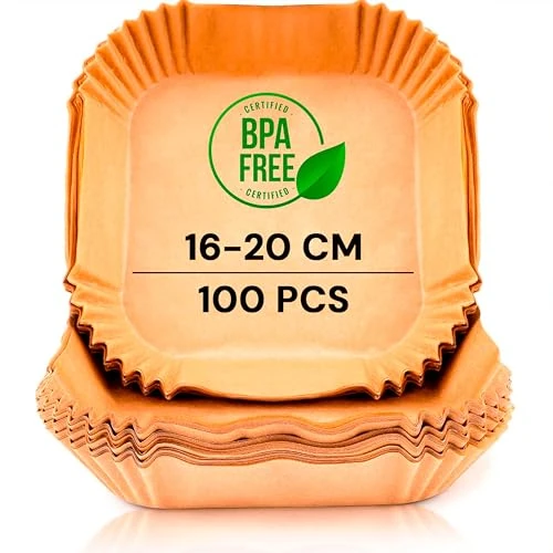 Begrenztes Angebot: edihome, Backpapier für Heißluftfritteuse, fur Air Fryer, 100 Stück, 16-20 cm, BPA Free, Zubehör Heissluftfritteuse, Einweg, für Backofen, 5 bis 8 Liter (Quadratisch, 16-20 cm) von 7.99 EUR auf 7.99 EUR (Rabatt 0%)