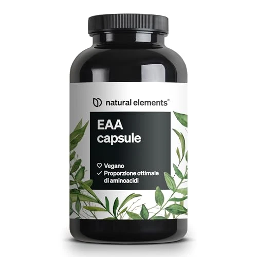 Offerta a tempo: Capsule EAA ad alto dosaggio – 300 capsule – 8 amminoacidi essenziali – vegano, senza additivi inutili – prodotto e testato in laboratorio in Germania - 16% da 22.99 € a 19.31 €