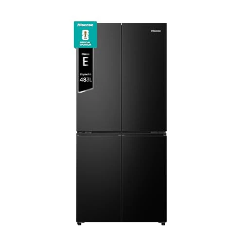 Hisense RQ5P470SAFE American Four-Door Refrigerator, Class E, Black Inox, Total No Frost, WiFi, Metal Cooling, Convertible Zone, 483 Litres, Electronic Touch Control