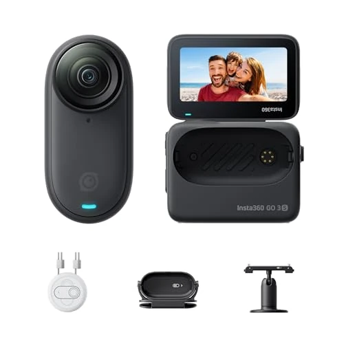 Insta360 GO 3S Negro (128GB) - Cámara Vlogging 4K, POV Manos Libres, Móntala Donde Quieras, Estabilización, 140 Min de batería, Impermeable 10 M, Edición IA, Apple Find My, Vlog, Viajes, Exteriores