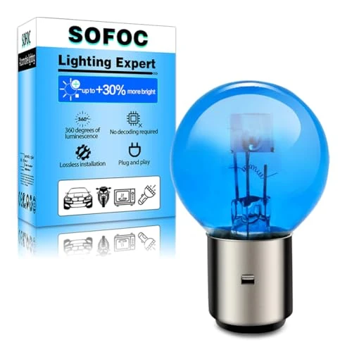 Offerta a tempo: SOFOC Lampadina BA20D (H6/S2) 12V 45/40W Alogena Faro Moto G40 Bianca Doppio Filamento Luce Abbagliante/Anabbagliante Attacco a Baionetta con Pins Simmetrici 180° 1Pz - 39% da 11.00 € a 6.71 €
