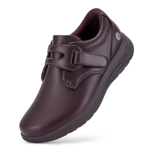 Offerta a tempo: FitVille Scarpe Larghe Donna in Pelle Leggere e Comode per Passeggio per Piedi Sensibili 40 EU X-Larga Bordeaux - 0.00% da 69.99 € a 69.99 €