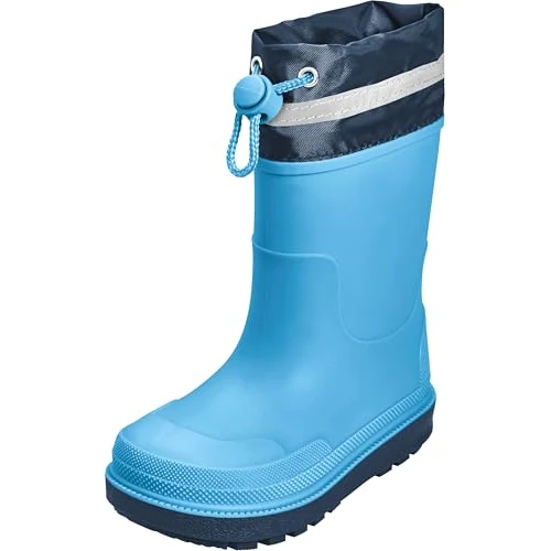 Playshoes Boy's Unisex Kids Gummistiefel Rain Boot, Blau Stulpe, 2 UK Child